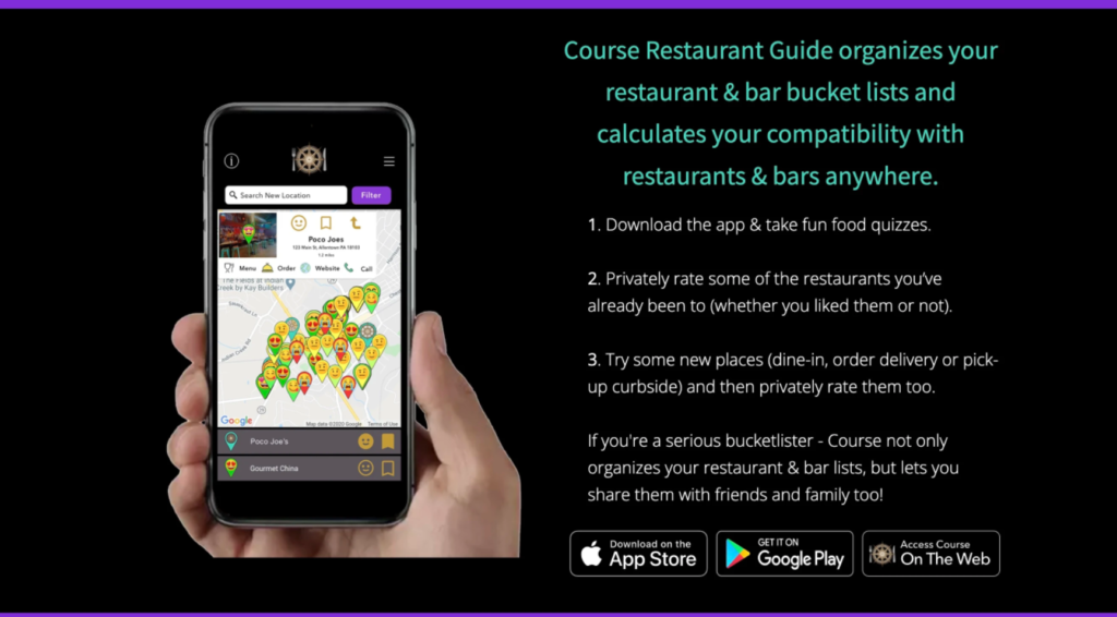 The Course Restaurant Guide, A Must Have App For Foodies And Travelers