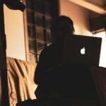 Split image showing ethical research on one side and a concerning surveillance concept on the other, representing the fine line between research and stalking