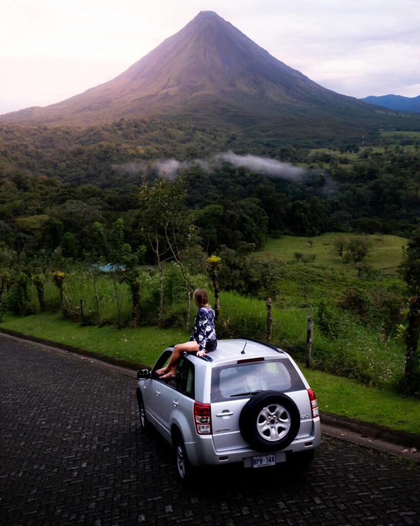 Costa Rica rainy season Arenal volcano misty morning